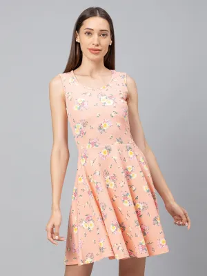 Women Peach Printed Dresses
