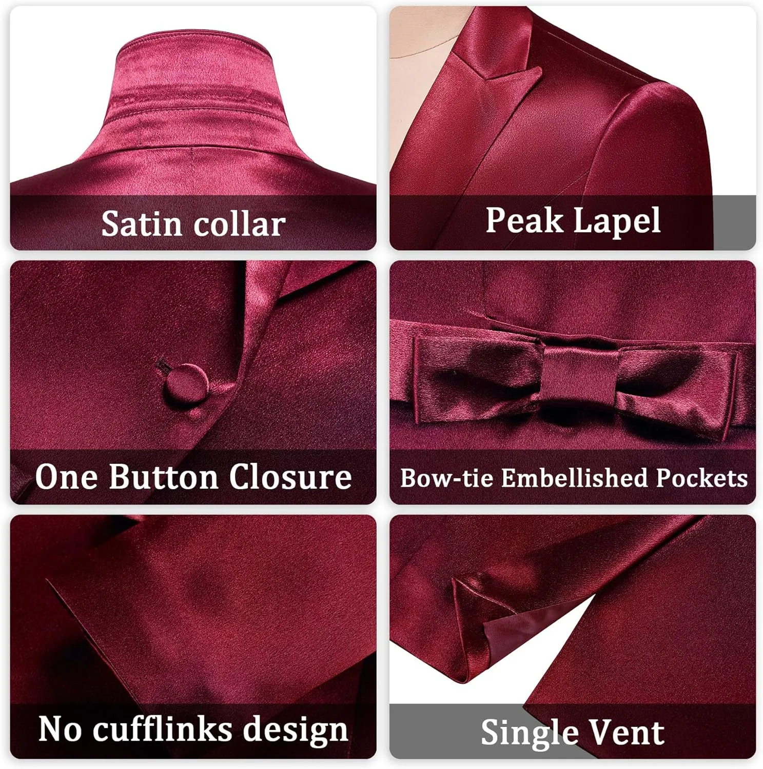 Women's 2 Piece Satin Suit Double Side Bows One Button Peaked Lapel Outfits Party Wedding Blazer Jackets and Pants Set