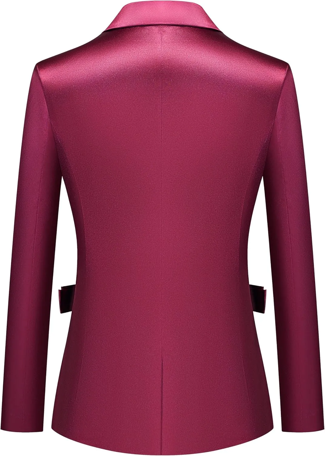 Women's 2 Piece Satin Suit Double Side Bows One Button Peaked Lapel Outfits Party Wedding Blazer Jackets and Pants Set
