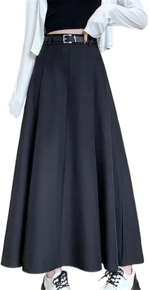 Women's Autumn and Winter Pleated High-Waisted Midi Skirt, Suit Skirt