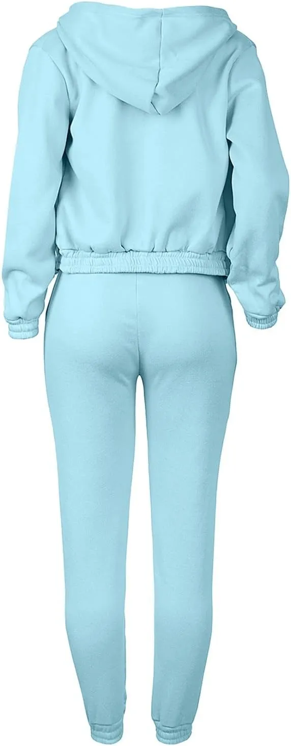 Women's Casual Tracksuit 3 Piece Outfits Sets Solid Color Zipper Hooded Sweatshirt Pants and Top Vest Jogger Outfits