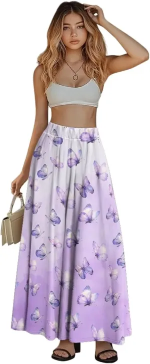 Women's Long Maxi Skirt Pleated High Waist Swing Skirt 2024 Fall Winter Stylish Skirt with Pockets