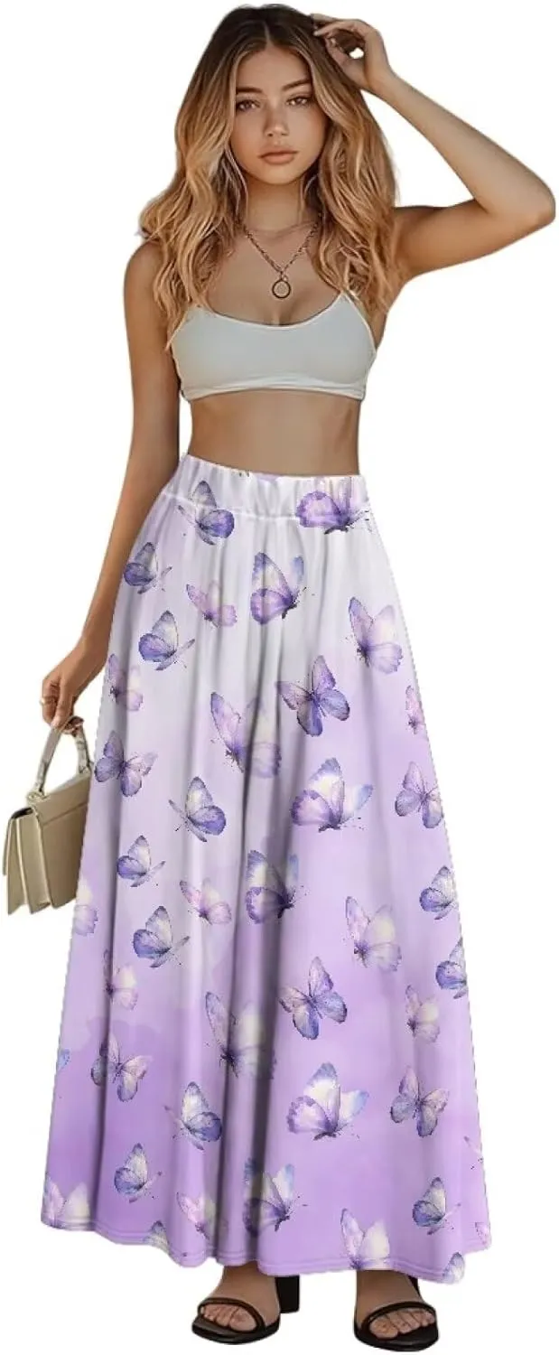 Women's Long Maxi Skirt Pleated High Waist Swing Skirt 2024 Fall Winter Stylish Skirt with Pockets