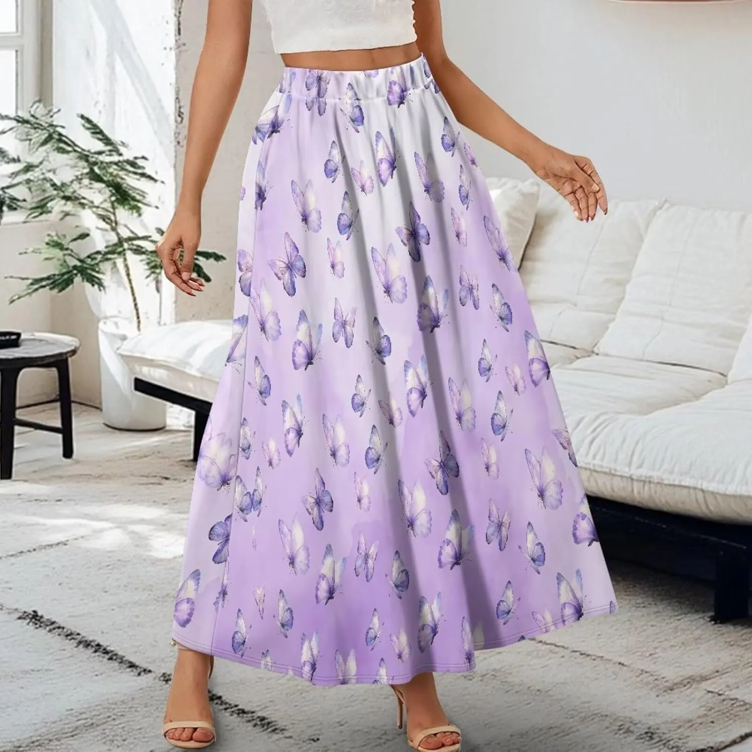 Women's Long Maxi Skirt Pleated High Waist Swing Skirt 2024 Fall Winter Stylish Skirt with Pockets