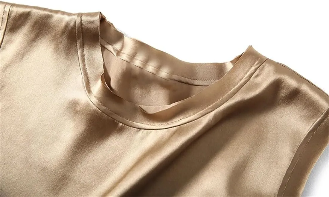 Women's Mulberry-Silk Sleeveless Camisole Bottoming Top Outer Tank Tops Loose Fit Big Size Vest