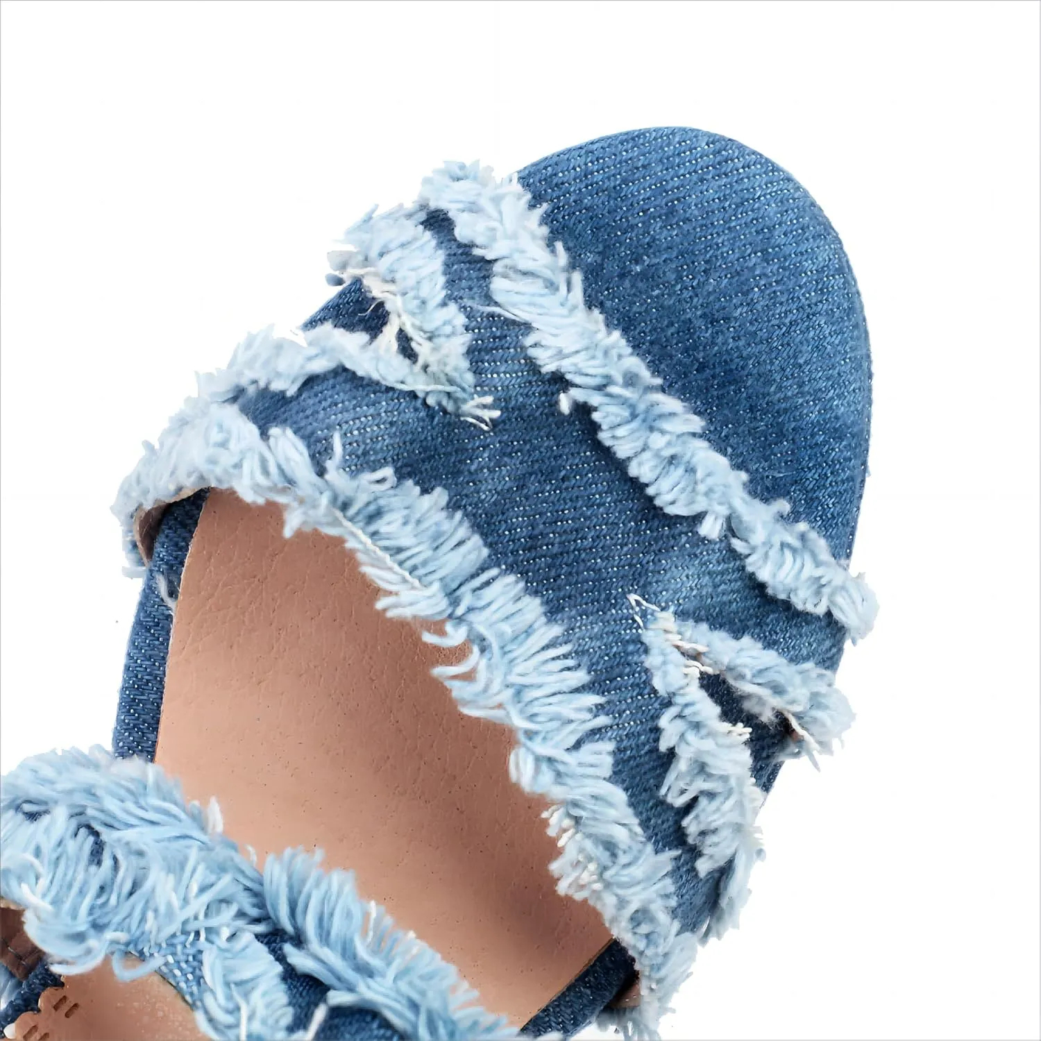 Women's Open Toe Denim High Heeled Sandals Fashion Comfortable Ankle Strap Stiletto Shoes