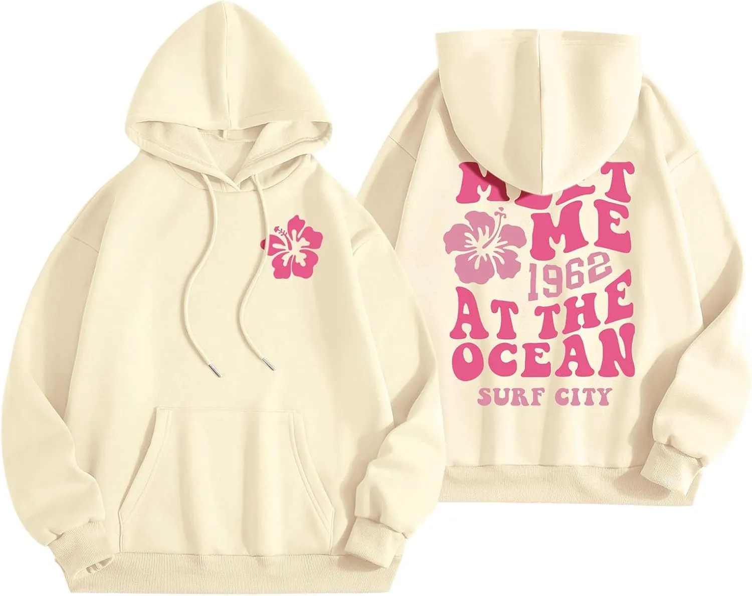 Women's Oversized Cute Hoodies Preppy Y2K Graphic Long Sleeved Sweatshirt for Teen Girls Pullover Tops with Pockets