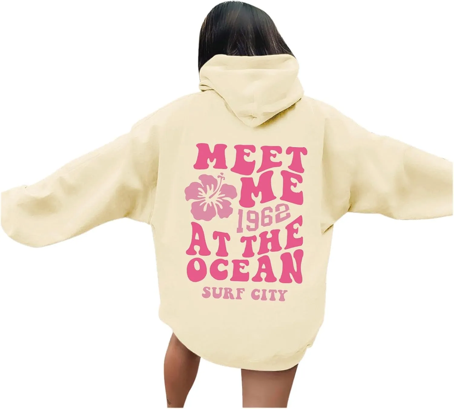 Women's Oversized Cute Hoodies Preppy Y2K Graphic Long Sleeved Sweatshirt for Teen Girls Pullover Tops with Pockets