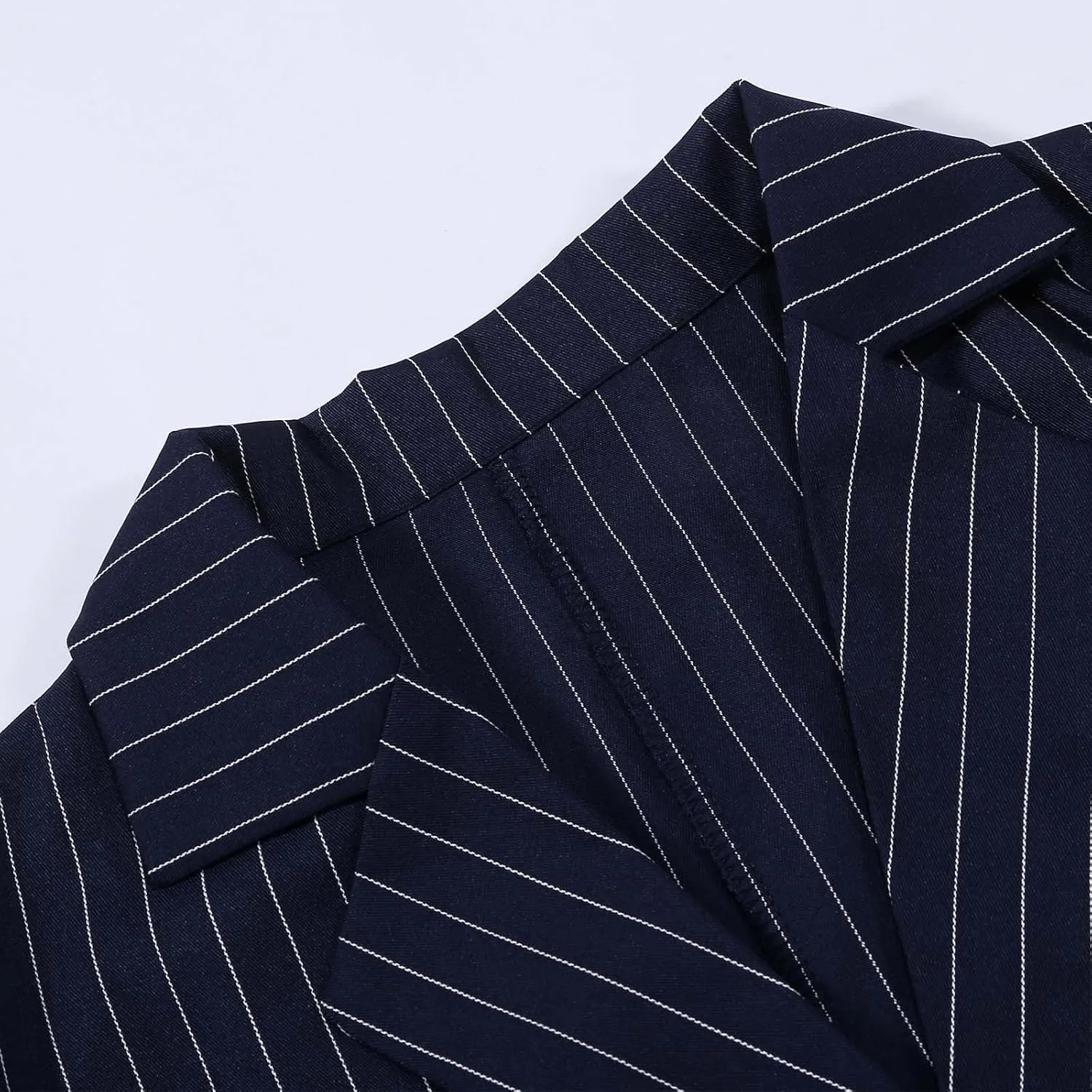 Womens Suits 2 Piece Set Striped Blazer Business Casual Short Lapel Blazer High Waisted Work Pants Business Suit