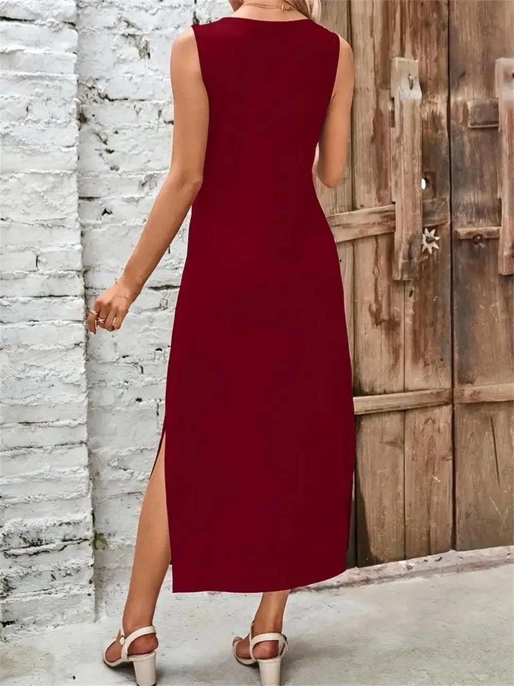 Women's Summer Casual Camisole Dress Slimming V Neck Comfortable Wrap Maxi Dresses