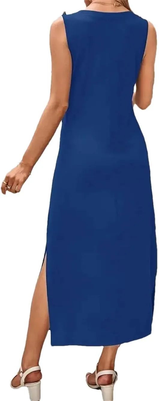 Women's Summer Casual Camisole Dress Slimming V Neck Comfortable Wrap Maxi Dresses