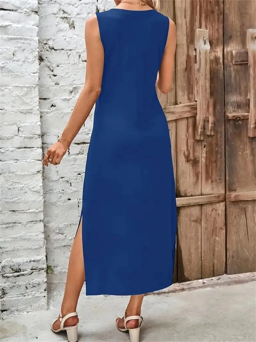 Women's Summer Casual Camisole Dress Slimming V Neck Comfortable Wrap Maxi Dresses
