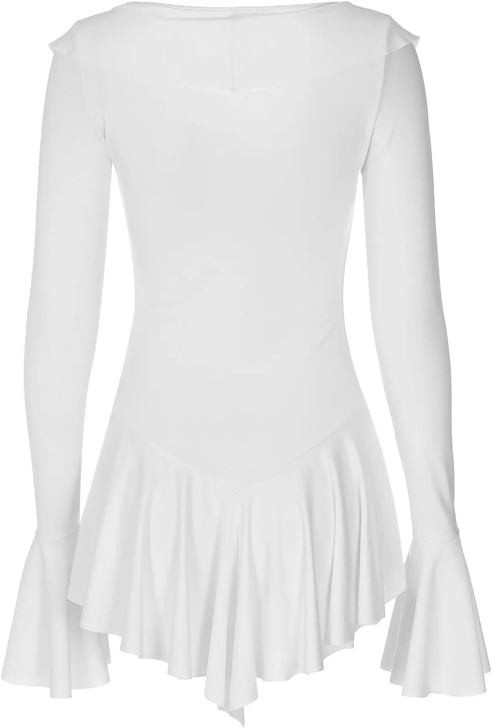 Womens Summer Dress Mini Dress Sexy Deep V Neck Long Sleeve Ruffled Slim Fit Party Club Y2K Beach Shorts Dress
