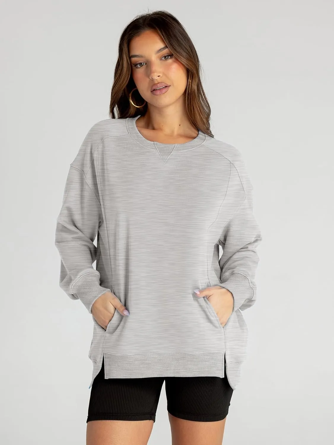 Women's Sweatshirt Casual Crew Neck Sweatshirts Loose Fit Long Sleeve Pullover Tops with Pockets
