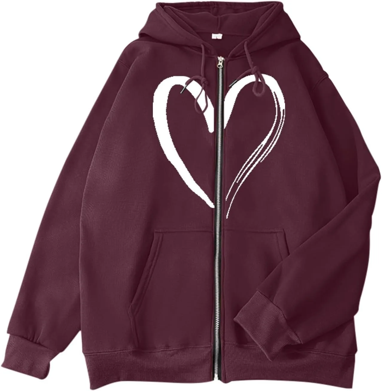 Womens Zip up Graphic Hoodies Heart Print Hooded Sweatshirts Jackets Oversized Sweaters Fall Plus Size Outfits