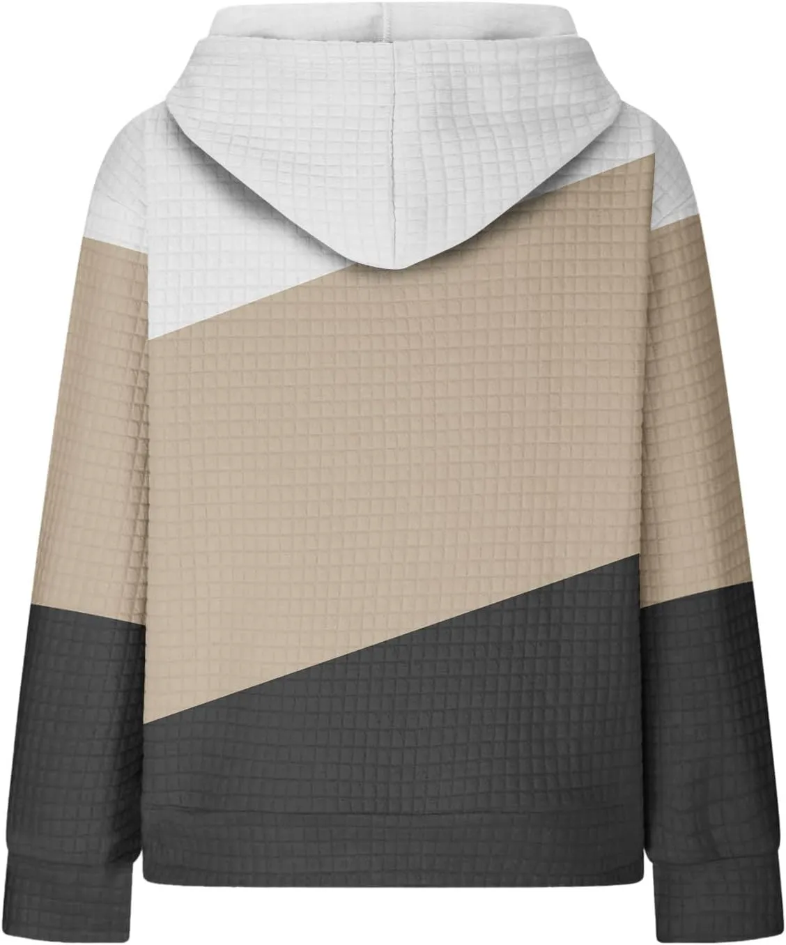 Womens Zip Up Hoodies Long Sleeve Color Block Waffle Knit Hooded Sweatshirt Comfy Oversized Sweatshirts